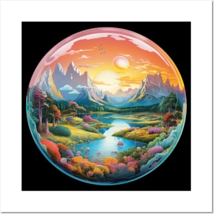 Landscape Bubble Colorful Psychedelic Art Posters and Art